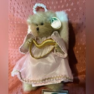 Pink Angel Bear with Harp